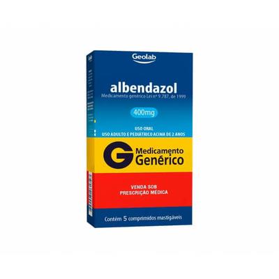 Albendazol 400Mg, Caixa Com 5 Comprimidos Mastigáveis