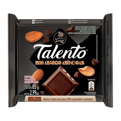 Chocolate Talento Meio Amargo Amendoas 85g - GAROTO
