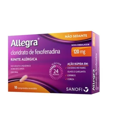 Antialérgico Allegra 120Mg Sanofi Com 10 Comprimidos