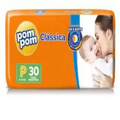 Fralda pom pom classica jumbo P com 30 unidades