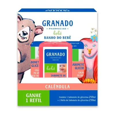 Kit Banho Granado Bebê Calêndula 3Sabonetes Líquidos-GRANADO