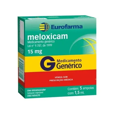 Meloxicam 15mg/1,5ml Solução Injetável 5 Ampolas - EUROFARMA